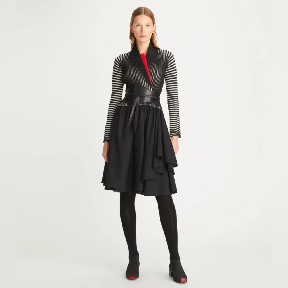 NWT $798 Tory Burch Plaited Shawl Ribbed Cardigan